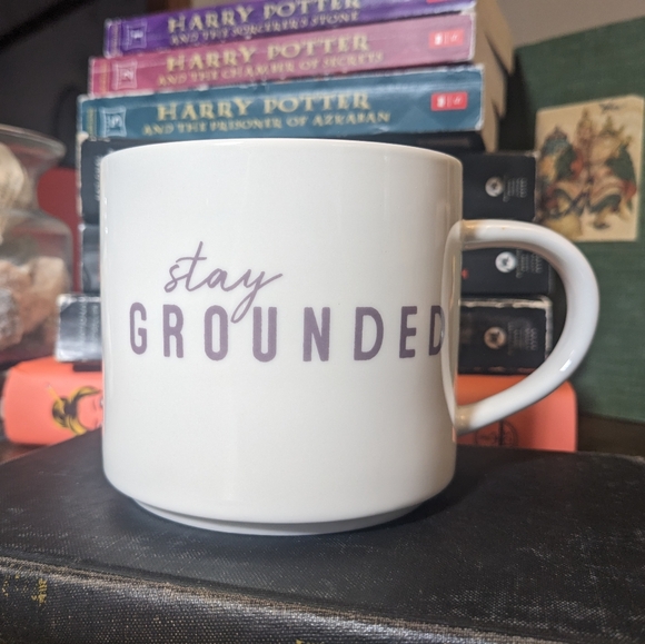 Room Essentials “Stay Grounded” White Porcelain Coffee Mug | Mindfulness Quote - Picture 2 of 9